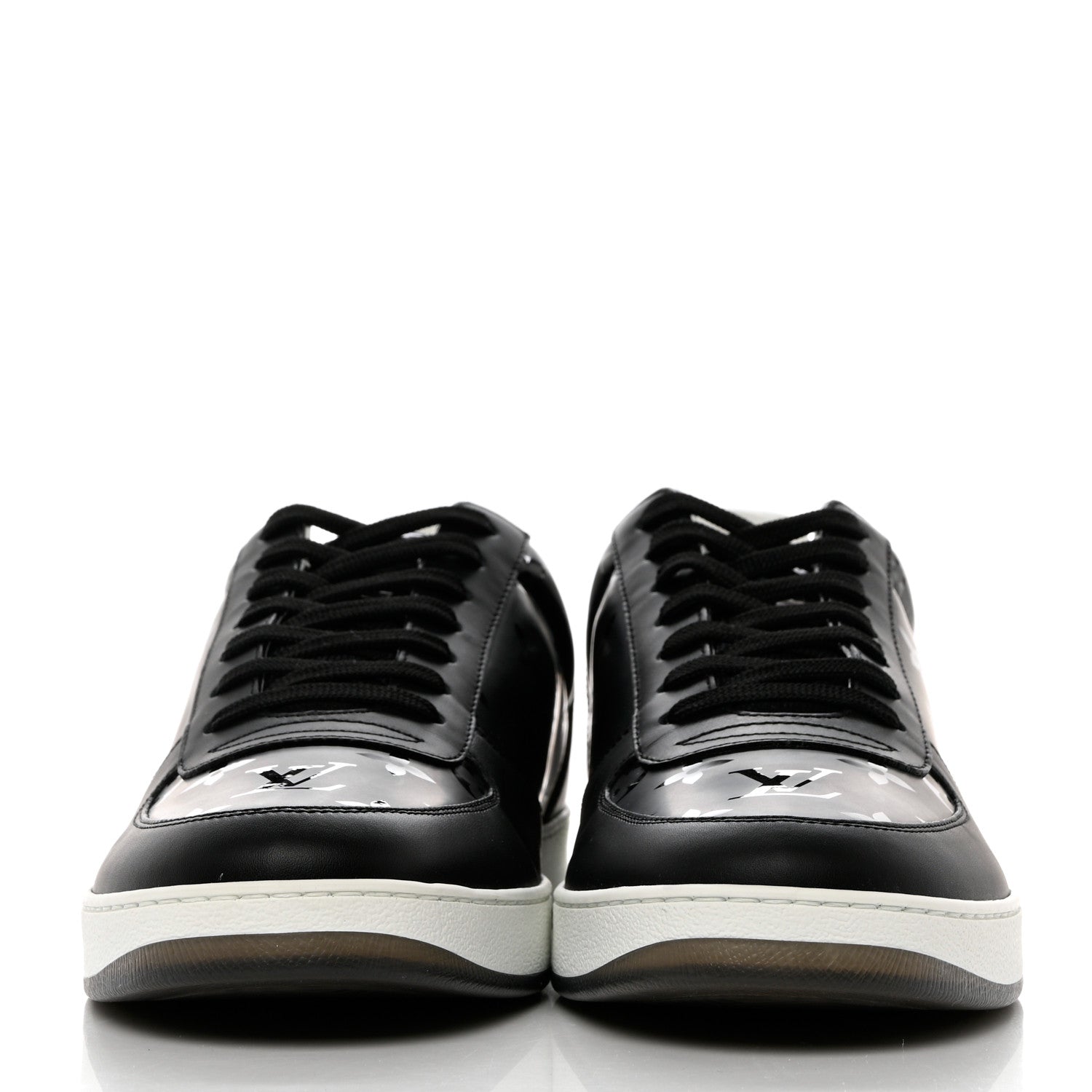 Louis Vuitton Calfskin Monogram Mens Rivoli Sneakers 9 Black 2 of 9