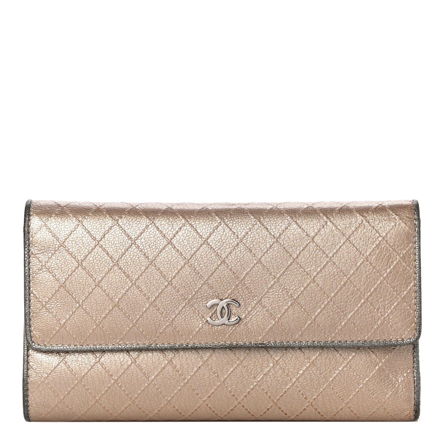 Chanel Metallic Calfskin Diamond Stitched Flap Wallet Gold 1 of 21