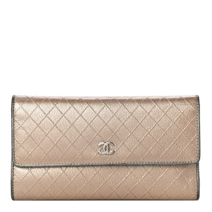 Chanel Metallic Calfskin Diamond Stitched Flap Wallet Gold 1 of 21