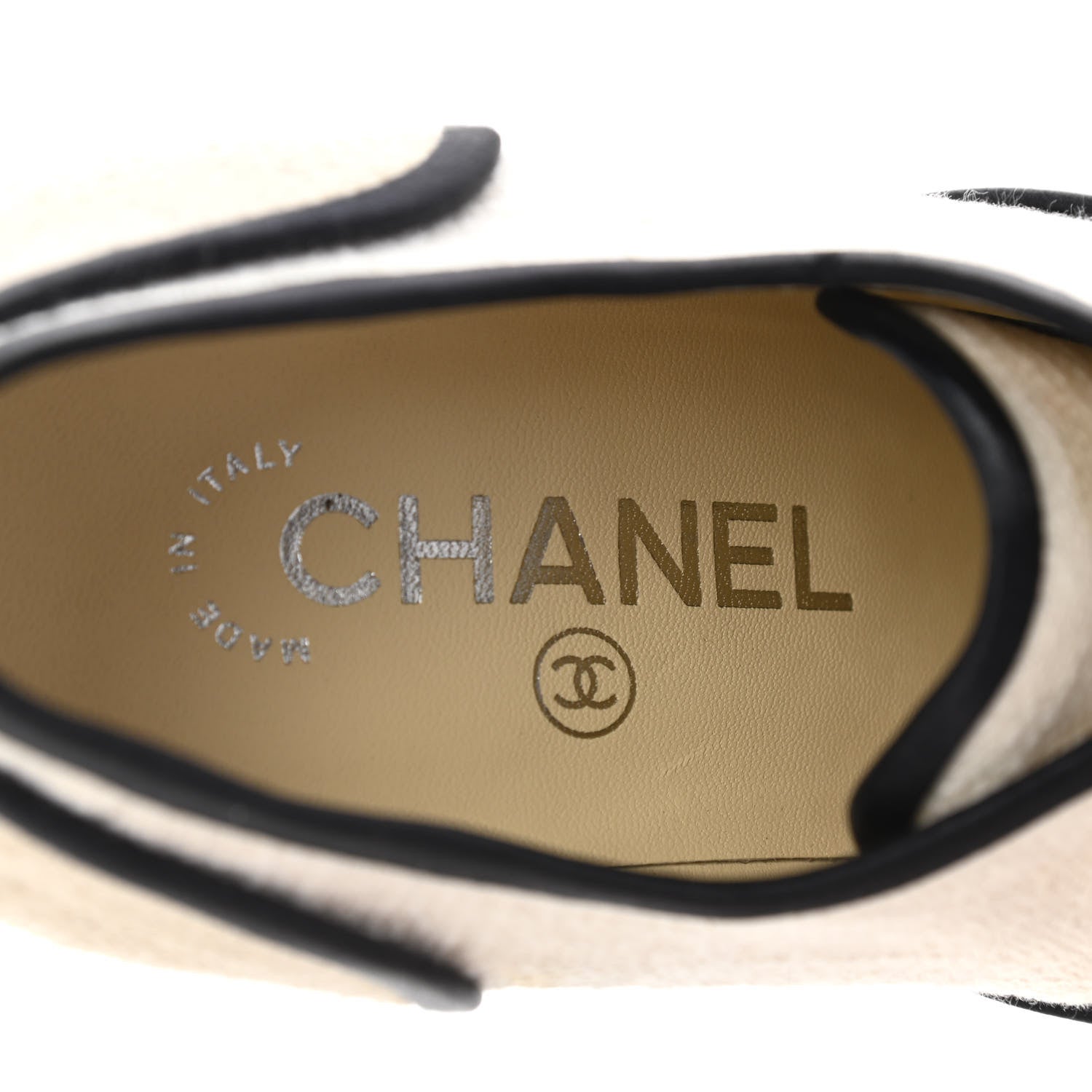 Chanel Raffia Lace Up Wedge Espadrilles 37.5 Beige 7 of 14