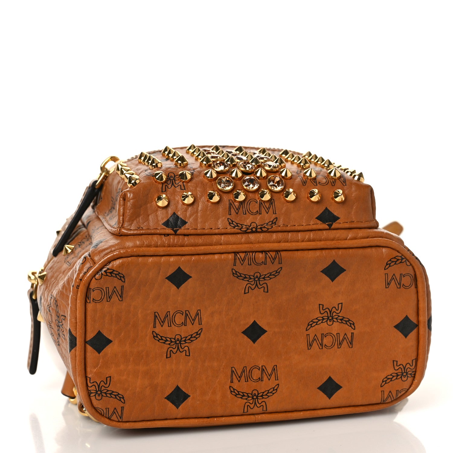 MCM Visetos Swarovski X-Mini Stark Diamond Backpack Cognac 1268267