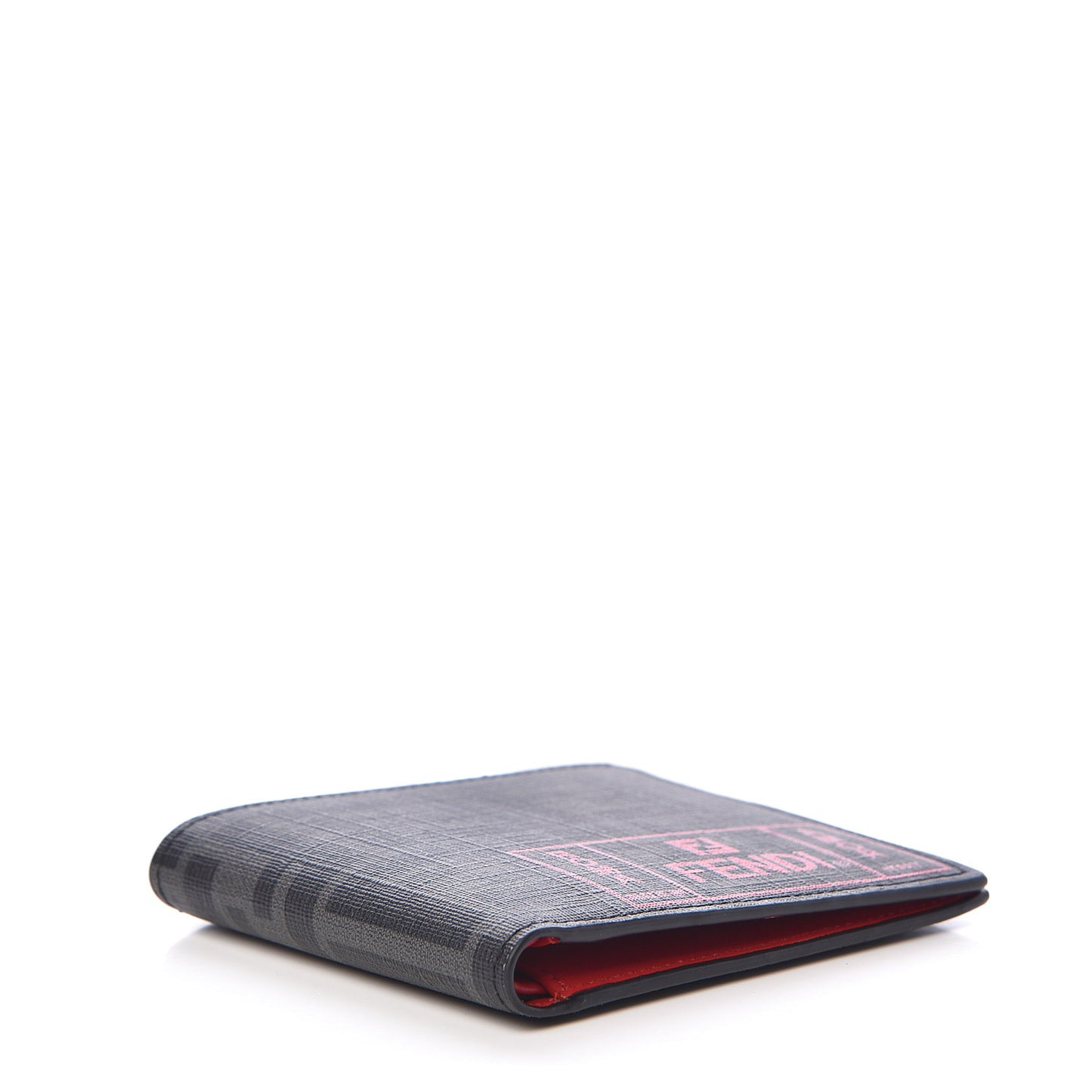 Glazed Fabric FF 1974 Roma Amor Bi-Fold Wallet Black Rosso