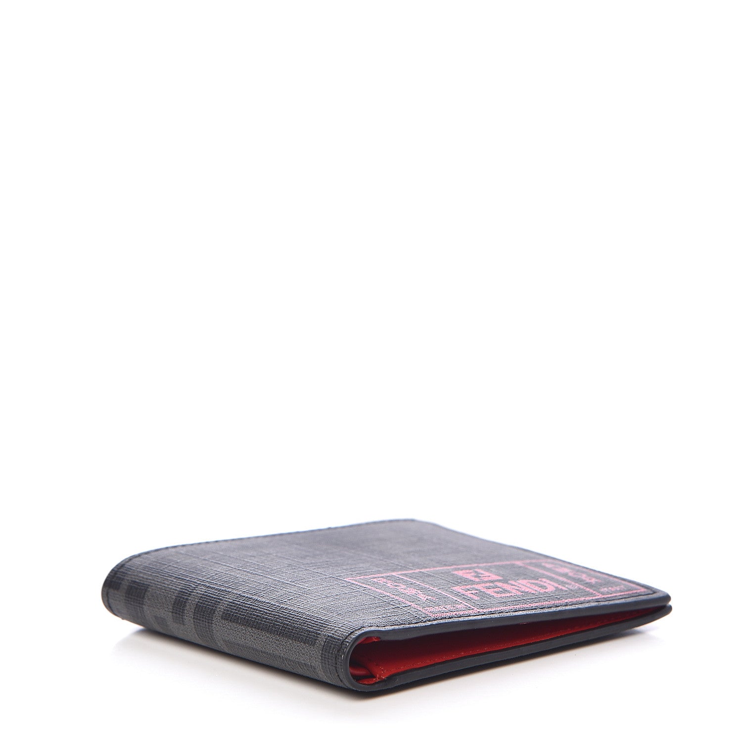 Fendi Glazed Fabric FF 1974 Roma Amor Bi-Fold Wallet Black Rosso 4 of 7