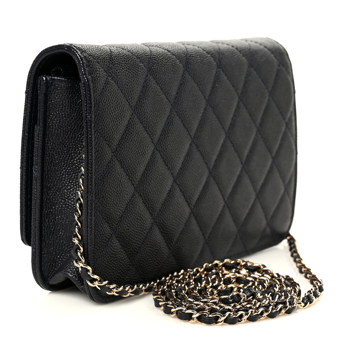 Caviar Quilted Golden Class Wallet On Chain WOC Navy