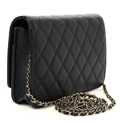 Chanel Caviar Quilted Golden Class Wallet On Chain WOC Navy 3 of 11