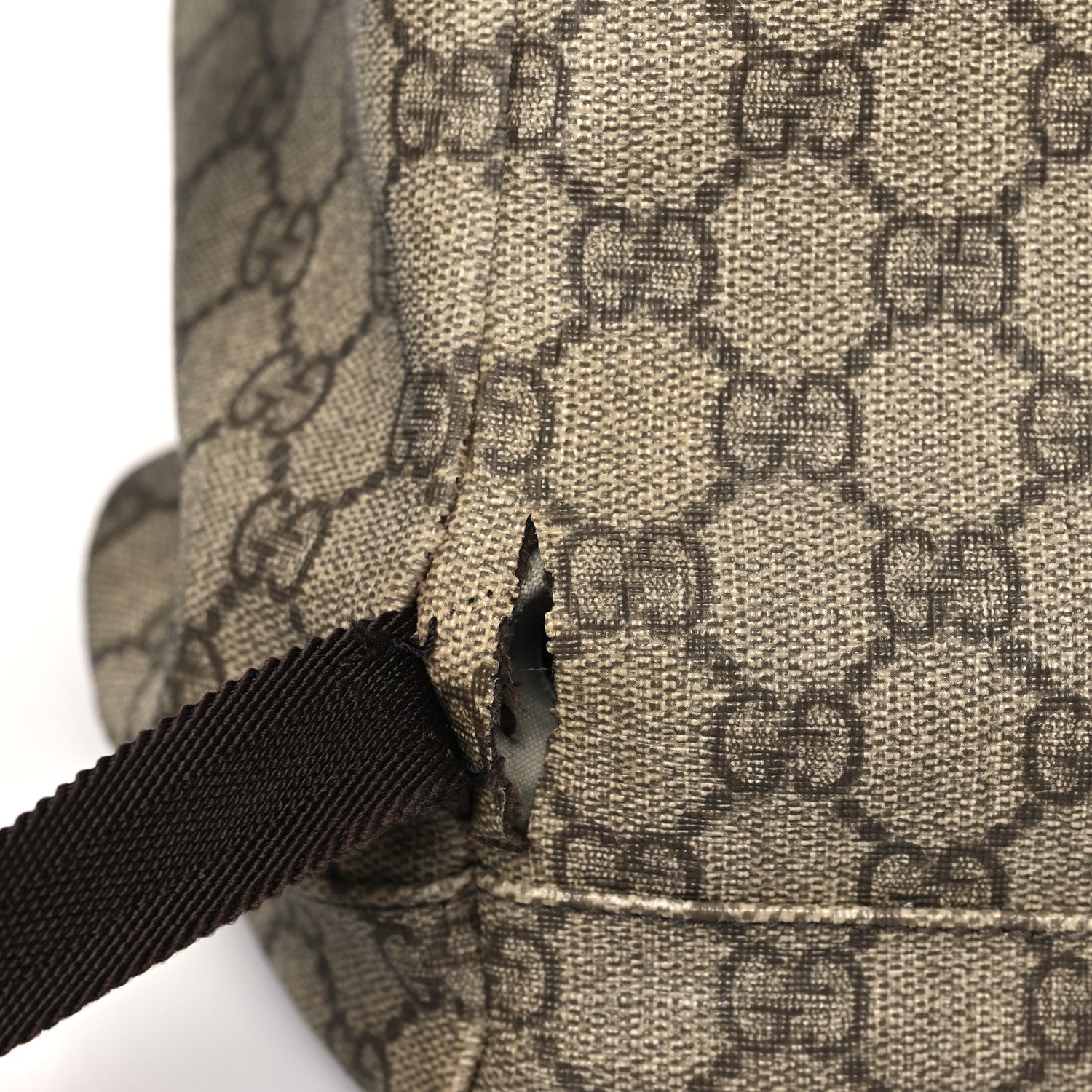 Gucci GG Supreme Monogram Medium Single Buckle Rucksack Backpack Beige Ebony Brown 8 of 9