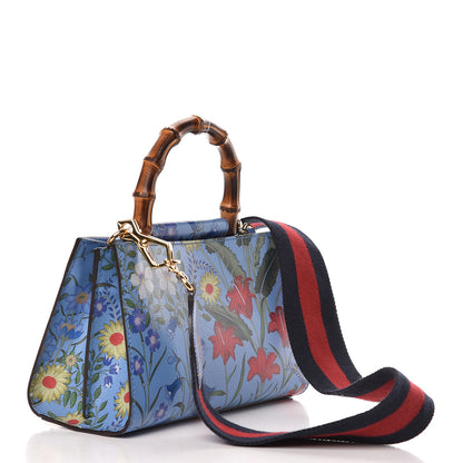 Gucci Calfskin Bamboo Web New Flora Mini Nymphaea Top Handle Bag Azure 3 of 11
