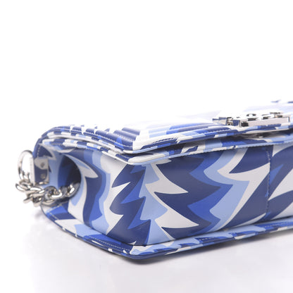 Chanel Printed Calfskin Medium Boy Flap Blue White 8 of 10