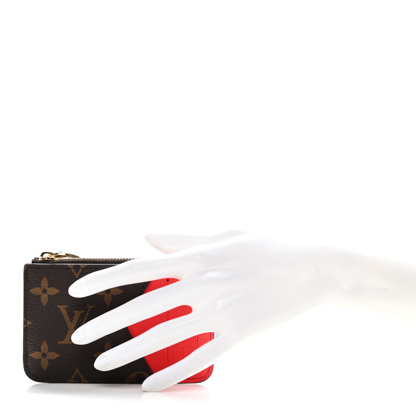 Monogram Zipped Romy Card Holder Red