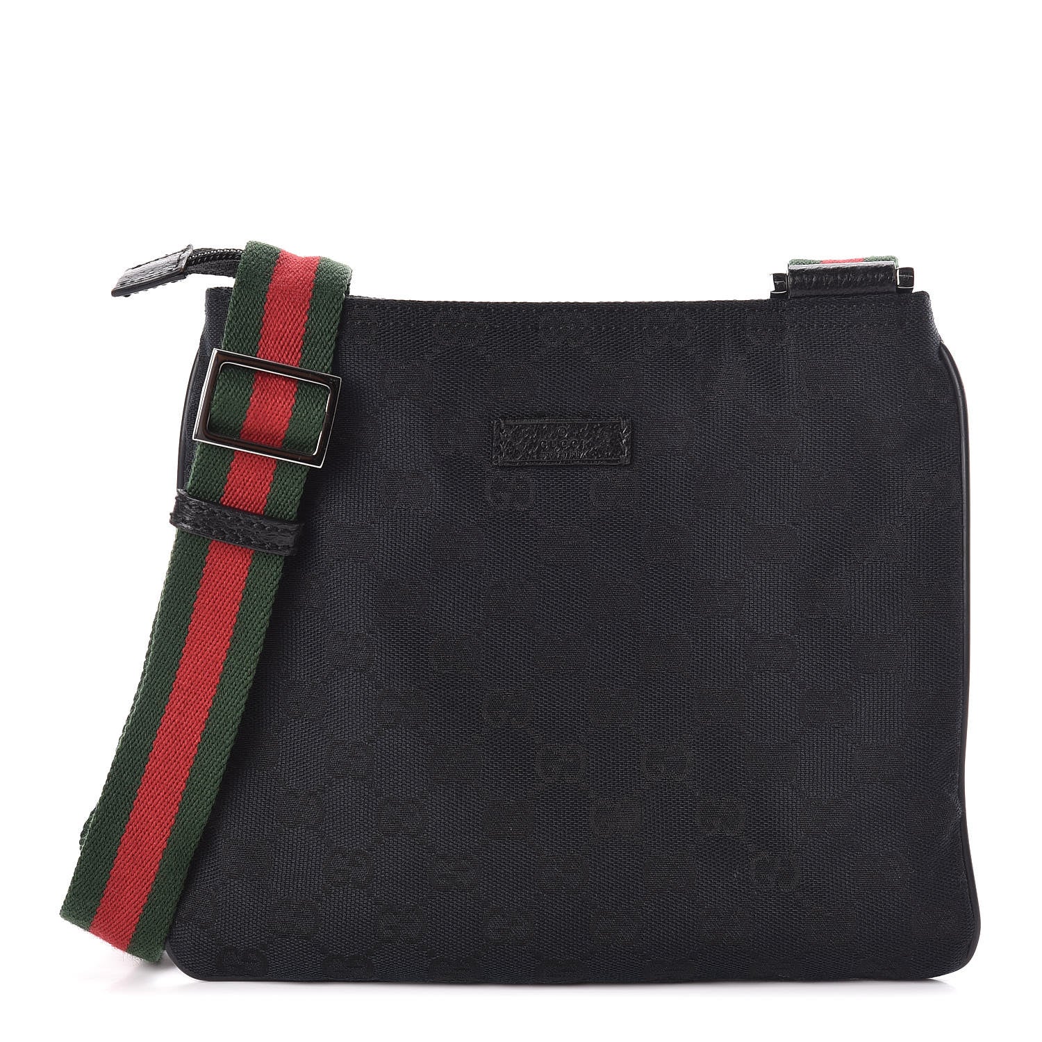 Gucci Monogram Web Small Flat Messenger Bag Black 1 of 10