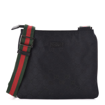 Gucci Monogram Web Small Flat Messenger Bag Black 1 of 10