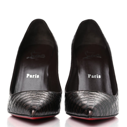 Christian Louboutin Calfskin Crocodile Embossed Kate 100 Pumps 38 Expresso 2 of 8