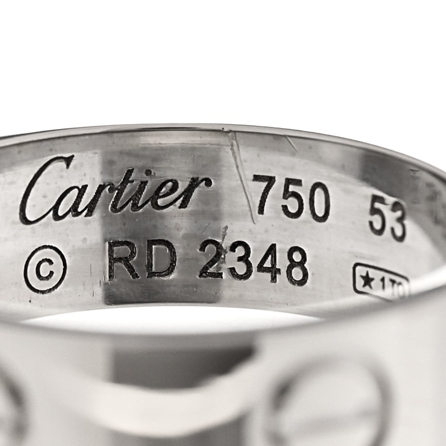 18K White Gold 5.5mm LOVE Ring 53 6.5