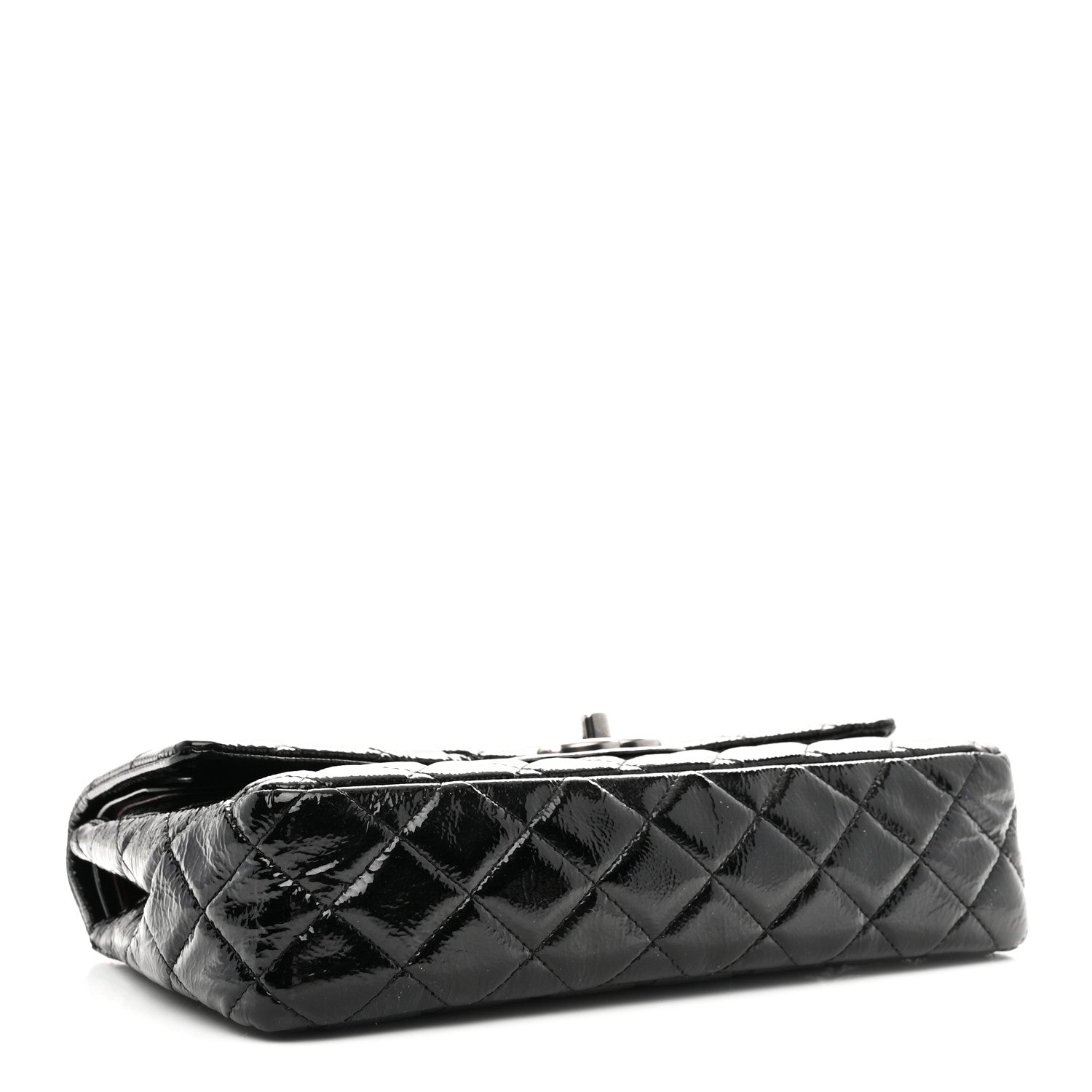 Chanel Distressed Patent Quilted Medium Double Flap Black 4 of 11