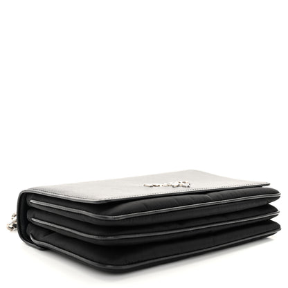 Prada Saffiano Tessuto Nylon Chain Shoulder Bag Black 4 of 9