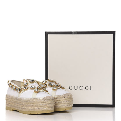 Gucci Canvas Crystal Embellished Platform Espadrilles 37 Great White 8 of 8