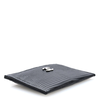 Chanel Calfskin Lizard Embossed Card Holder Black 4 of 8