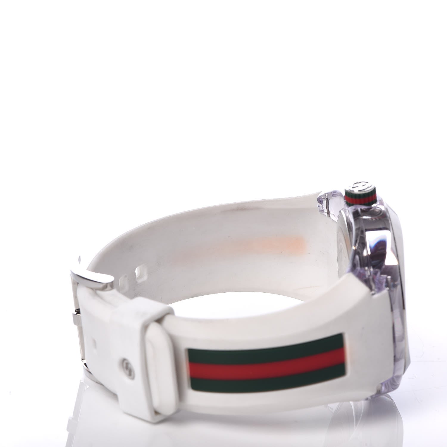 Gucci Stainless Steel Rubber 46mm Sync Web Quartz Watch White 5 of 7