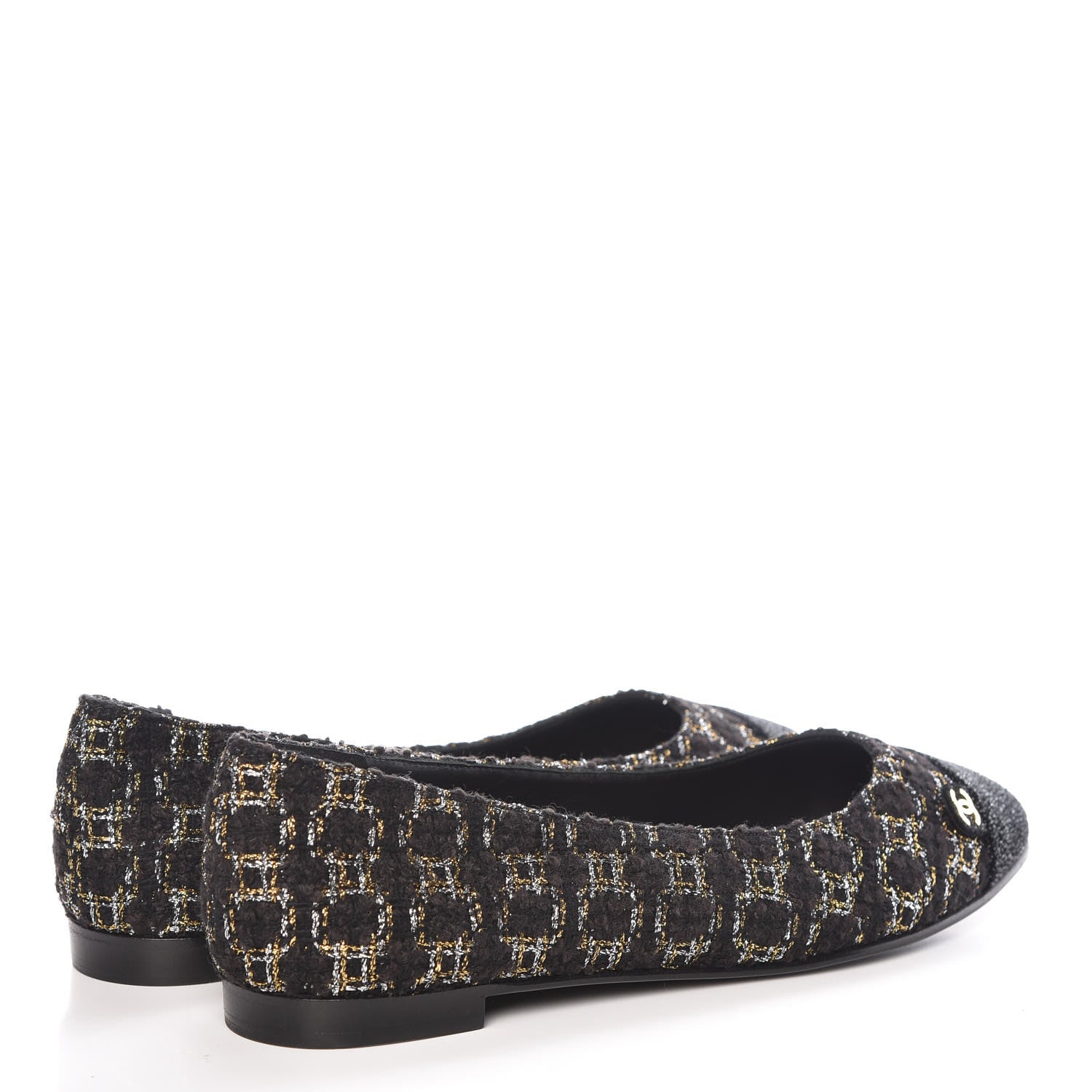Chanel Tweed Cap Toe Ballerina Flats 36 Black 4 of 9