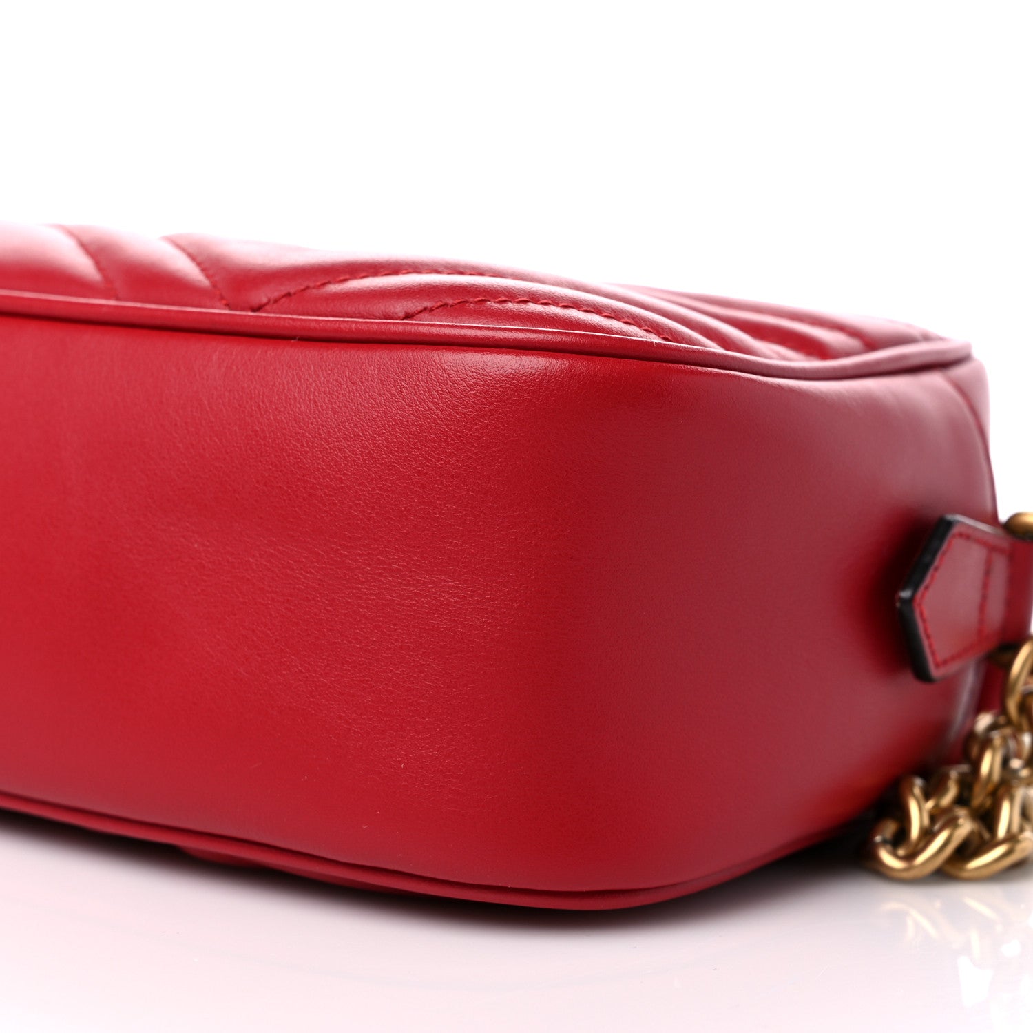Gucci Calfskin Matelasse Small GG Marmont Chain Shoulder Bag Hibiscus Red 9 of 9