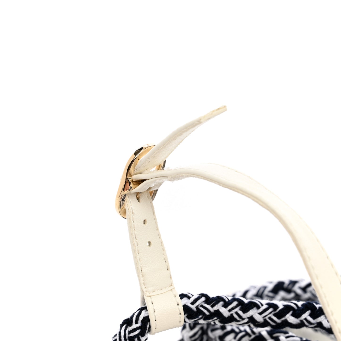 Lambskin Cord Chain CC Sandals 38 Navy Blue White