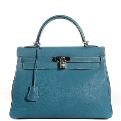 Hermes Togo Kelly Retourne 32 Blue Jean 1 of 19