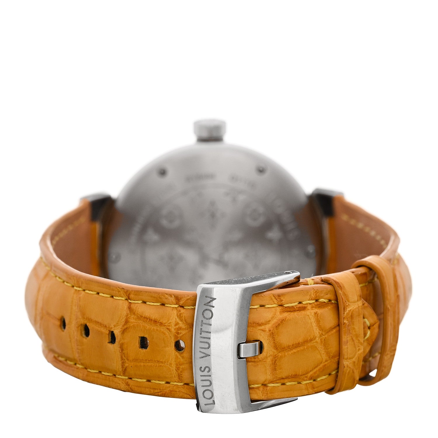 Louis Vuitton Stainless Steel Alligator Diamond 39mm Tambour