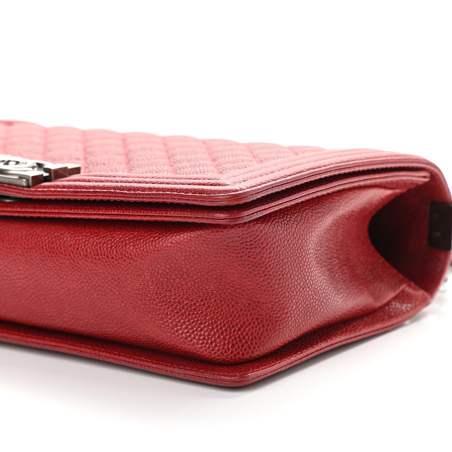 Caviar Quilted New Medium Boy Flap Dark Red