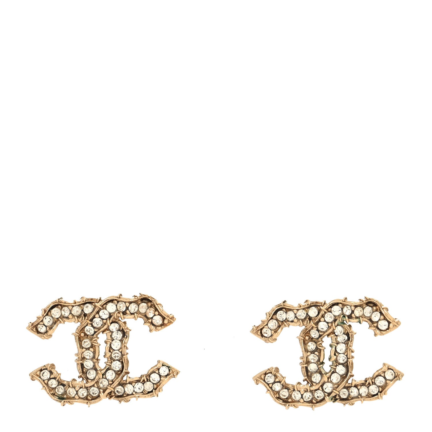 Chanel Crystal CC Earrings Gold 1 of 5