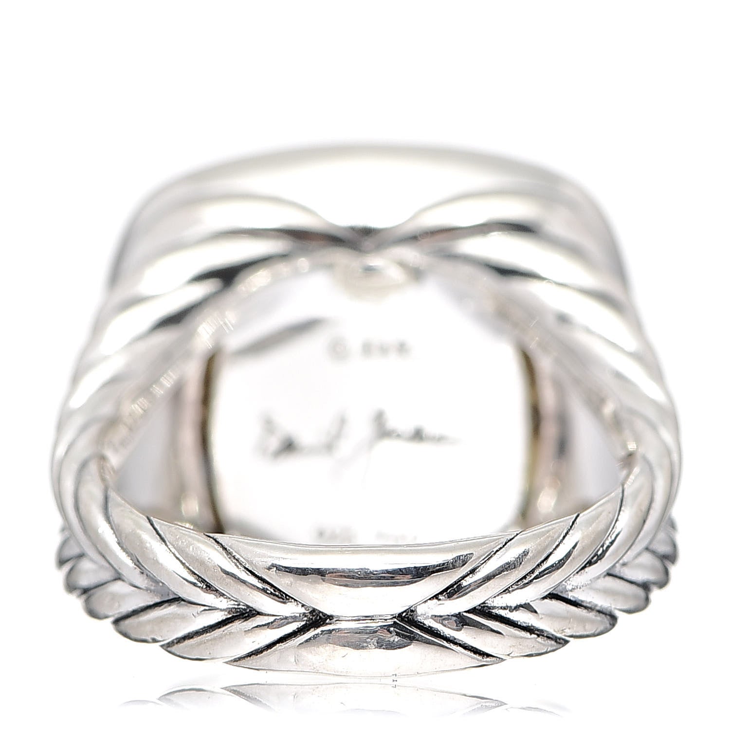 David Yurman Sterling Silver 18K Yellow Gold Diamond Champagne Citrine 14mm Albion Ring 52 6 4 of 5