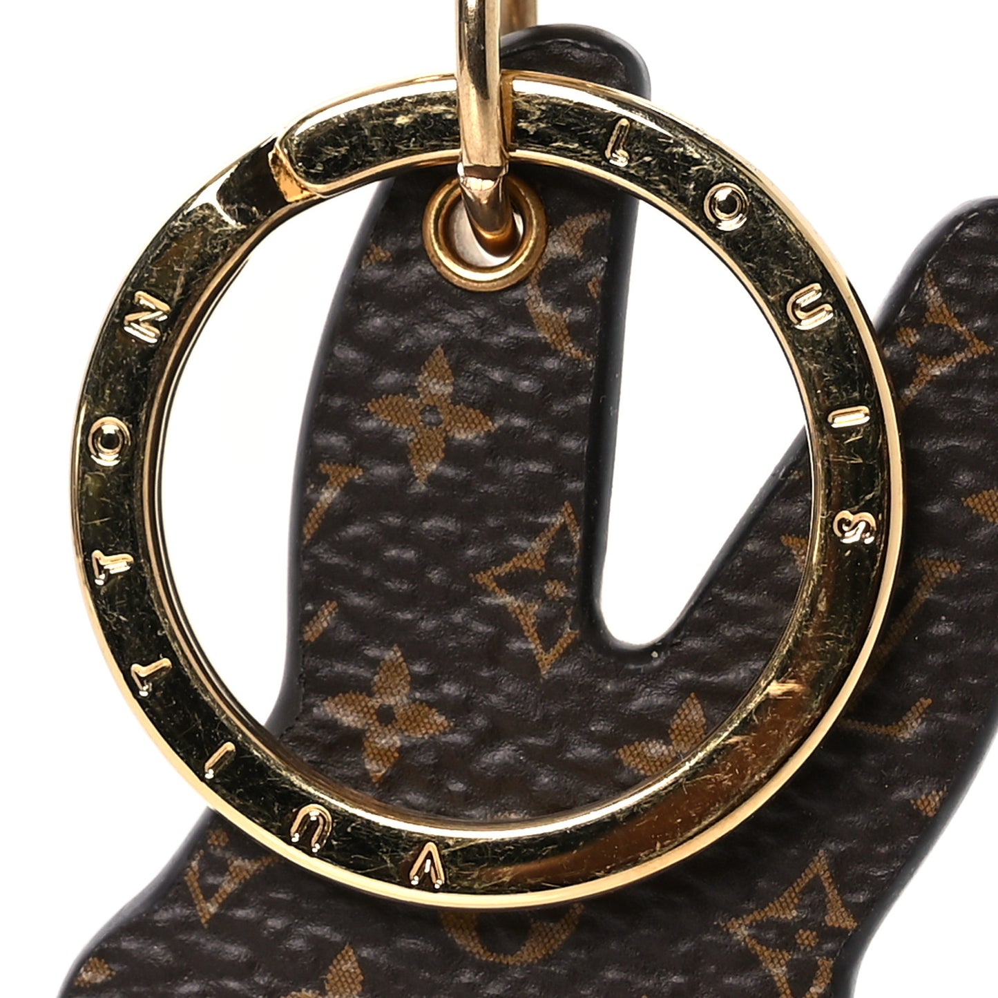 Calfskin Monogram LV Animals Bunny Bag Charm Key Holder Pale Pink