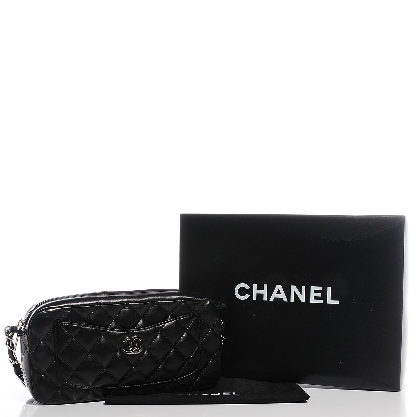 Lambskin Quilted Timeless Camera Case Black