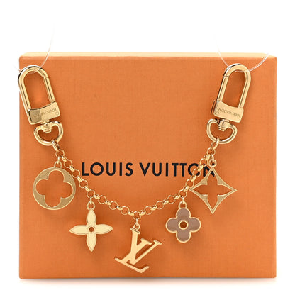 Louis Vuitton Brass Enamel Fleur De Monogram Bag Charm Chain Gold 4 of 4