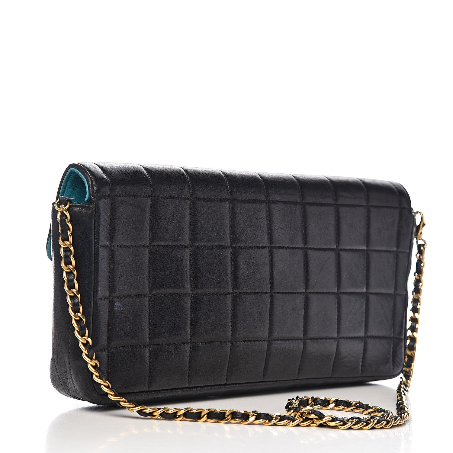 Chanel Lambskin Quilted East West Chocolate Bar Flap Navy 3 of 19