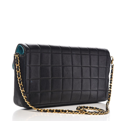 Chanel Lambskin Quilted East West Chocolate Bar Flap Navy 3 of 19
