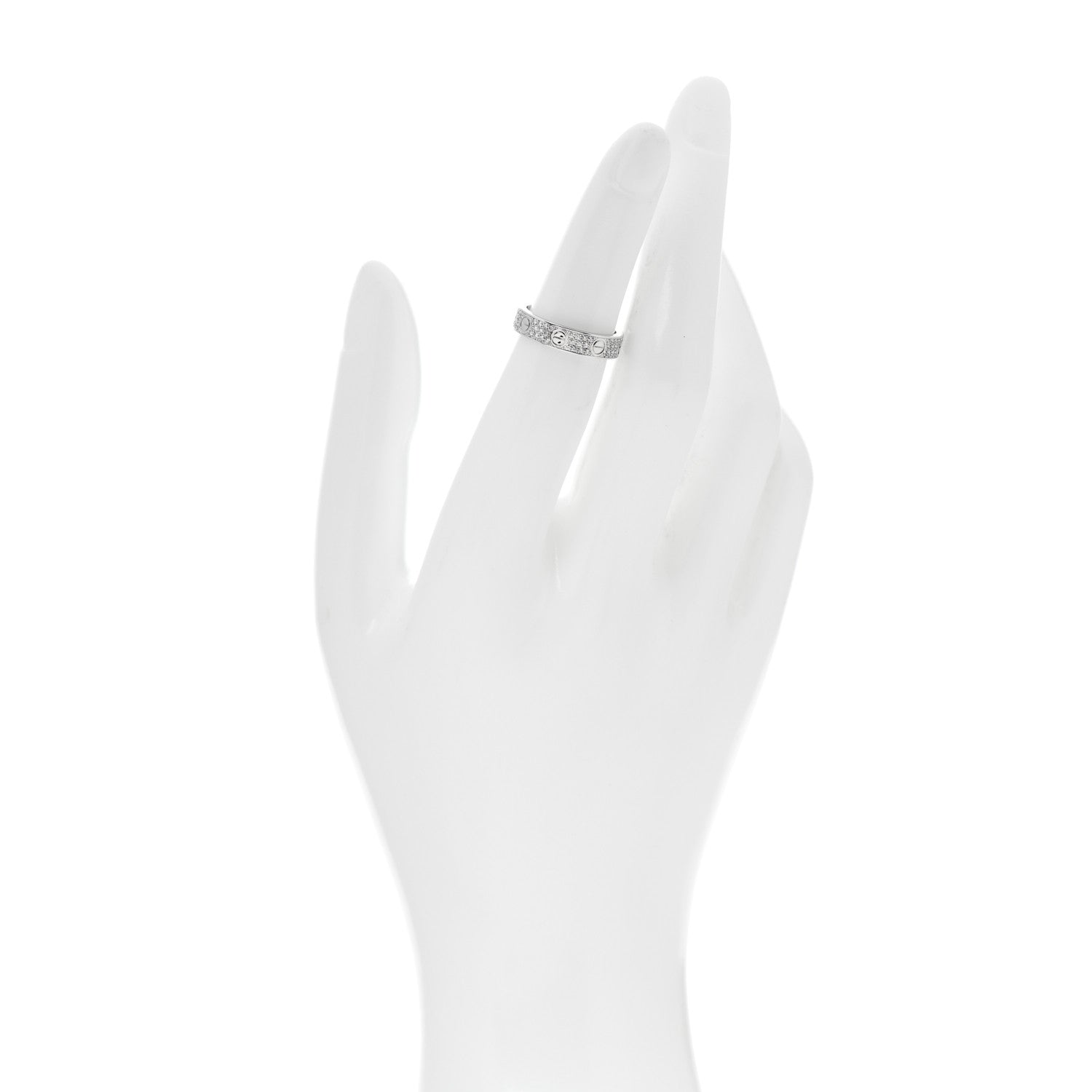 Cartier 18K White Gold Diamond Paved LOVE Wedding Band Ring 48 4.5 2 of 4