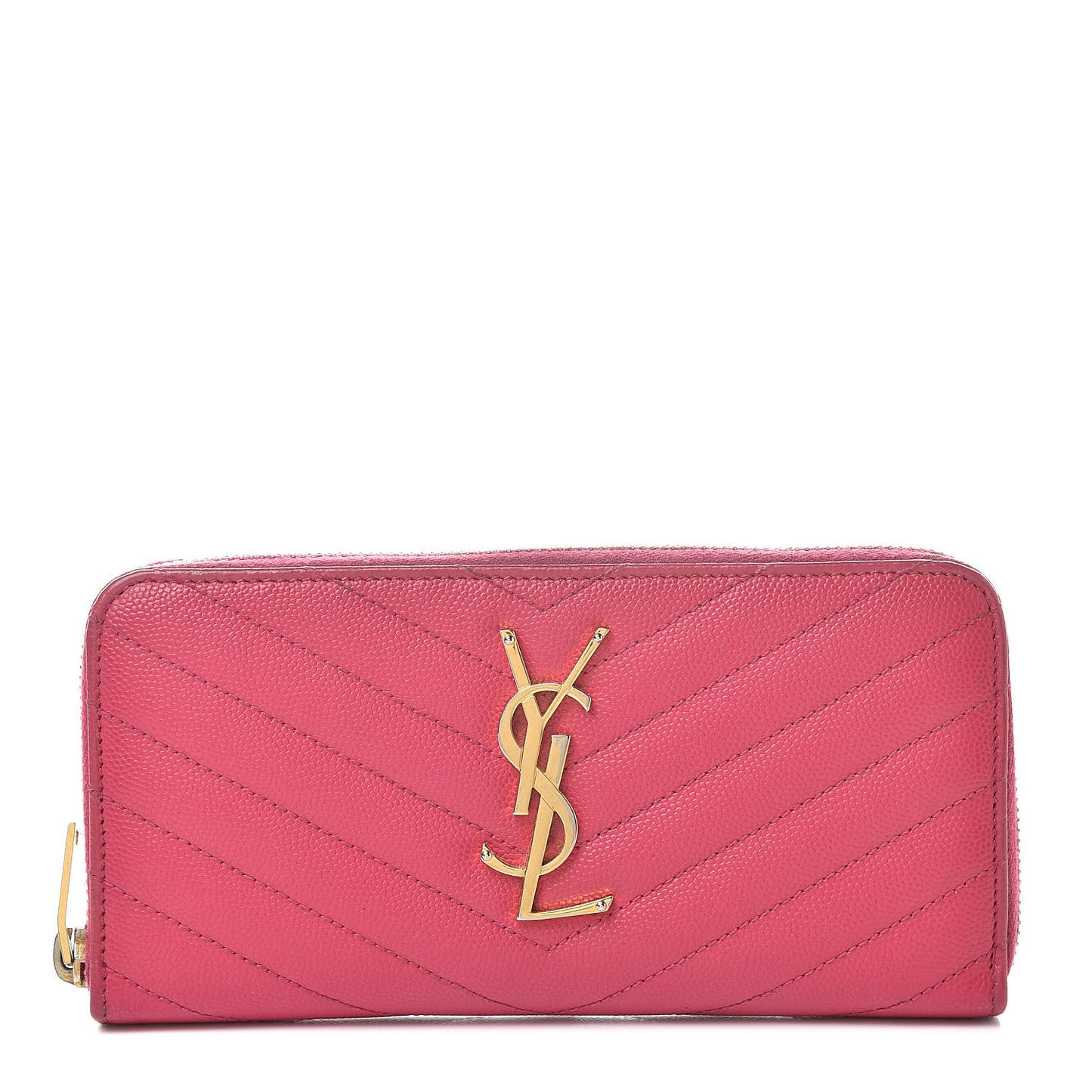 Grain De Poudre Matelasse Chevron Monogram Zip Around Wallet Bubblegum