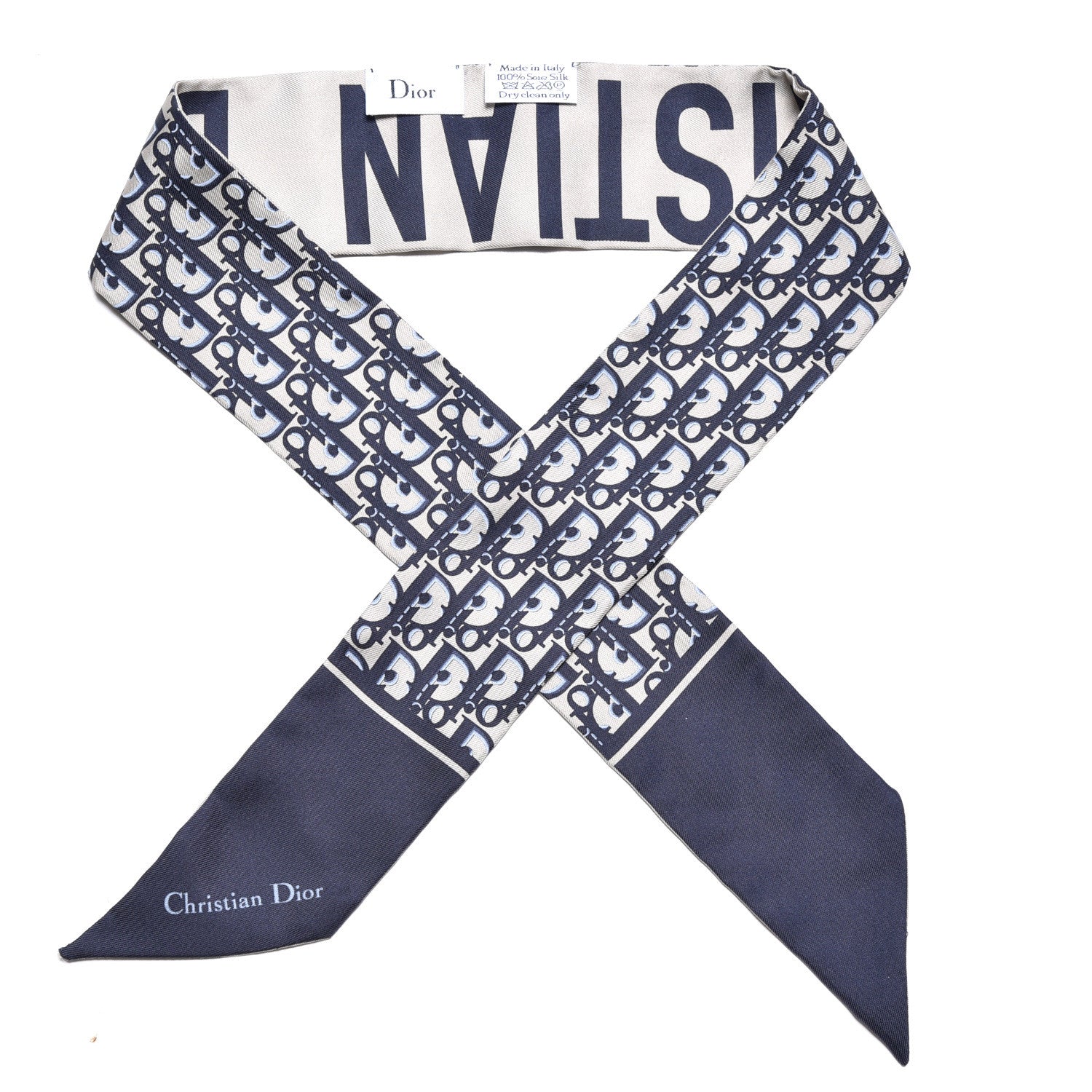 Christian Dior Silk Oblique Mitzah Scarf Blue 1 of 4