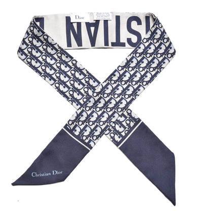 Christian Dior Silk Oblique Mitzah Scarf Blue 1 of 4
