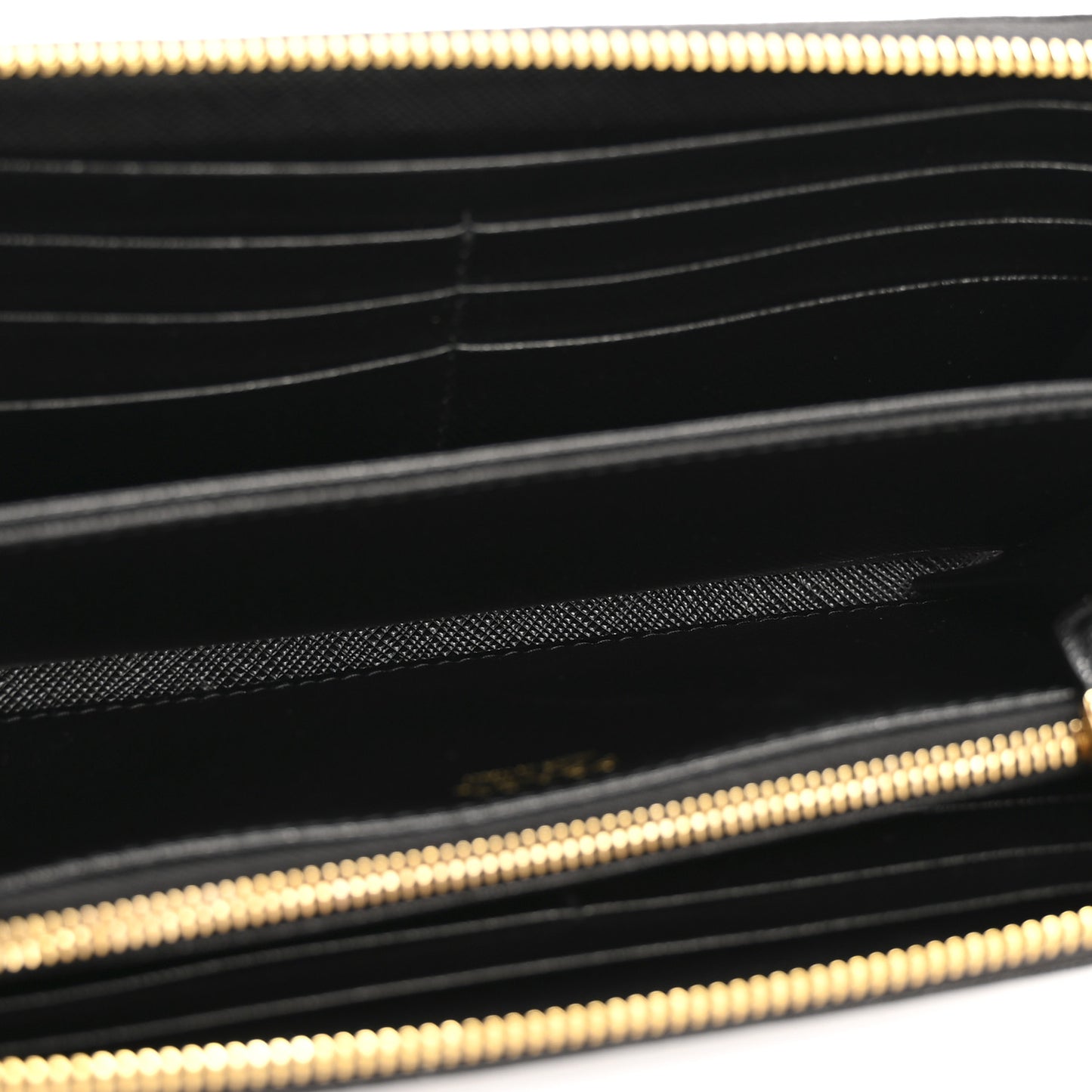 Saffiano Triangle Zip Around Wallet Black