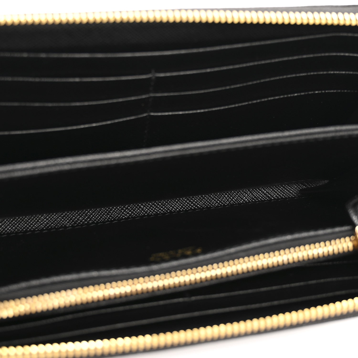Prada Saffiano Triangle Zip Around Wallet Black 5 of 9