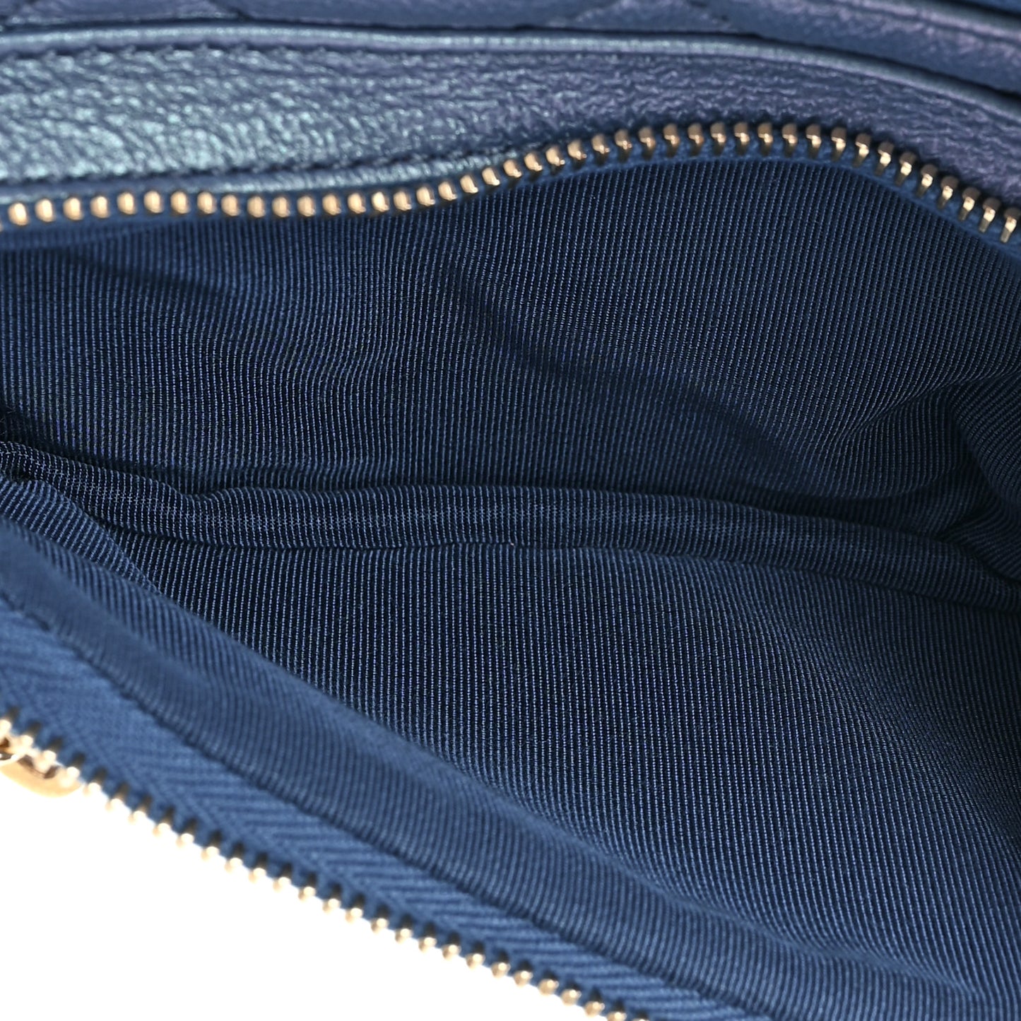 Iridescent Calfskin Quilted All About Waist Belt Bag Blue