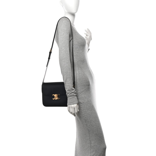 Shiny Calfskin Large Triomphe Black