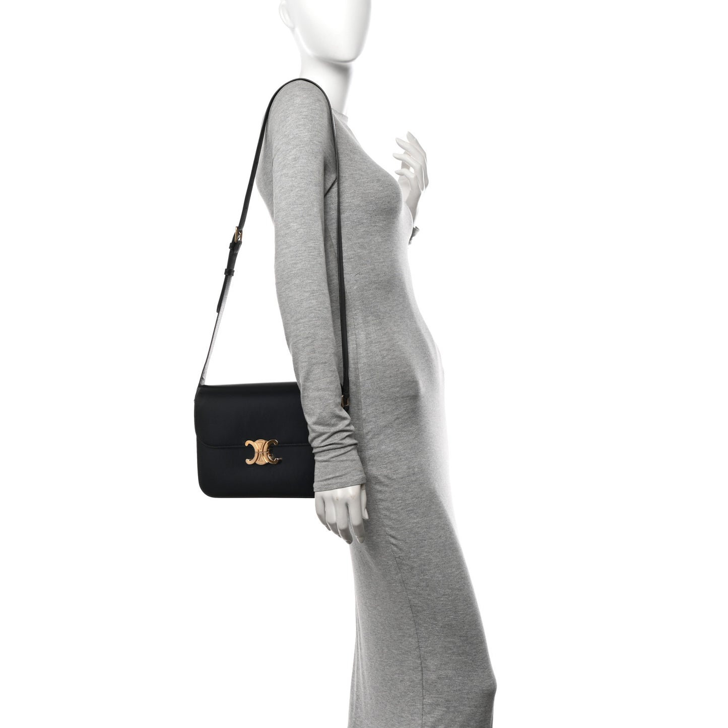 Shiny Calfskin Large Triomphe Black