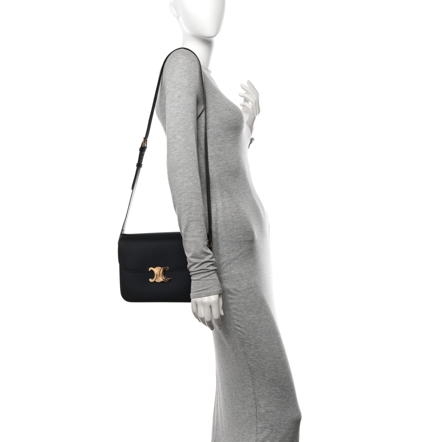 Celine Shiny Calfskin Large Triomphe Black 2 of 17