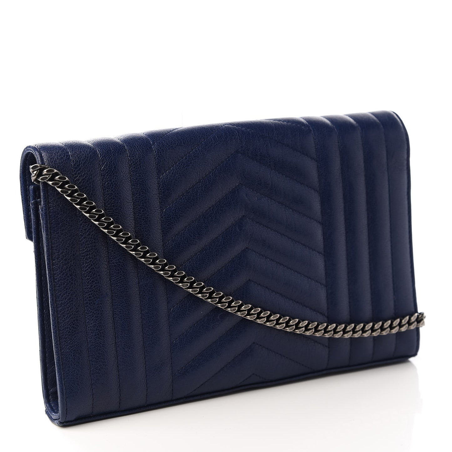 Sheepskin Tri-Quilt Monogram Envelope Chain Wallet Marinette