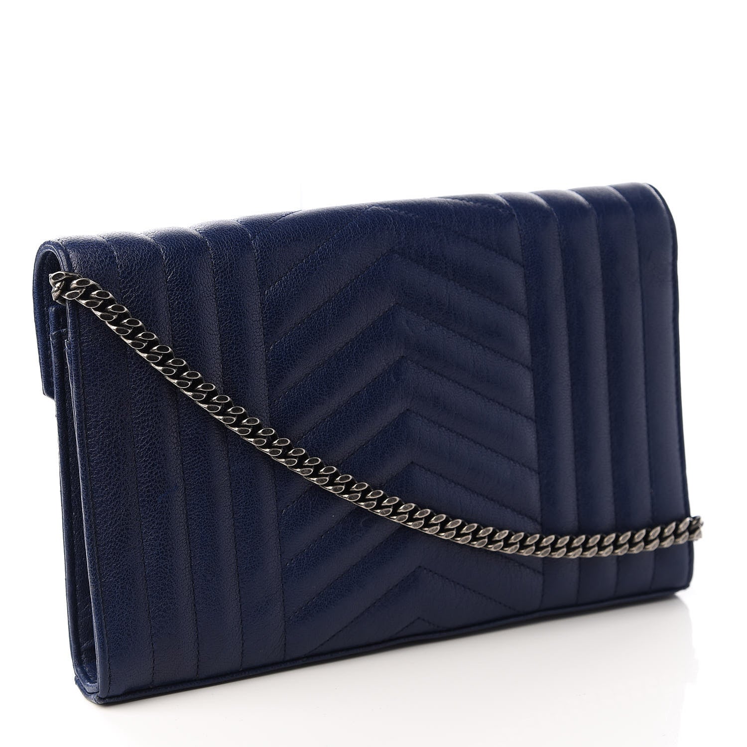 Saint Laurent Sheepskin Tri-Quilt Monogram Envelope Chain Wallet Marinette 2 of 9