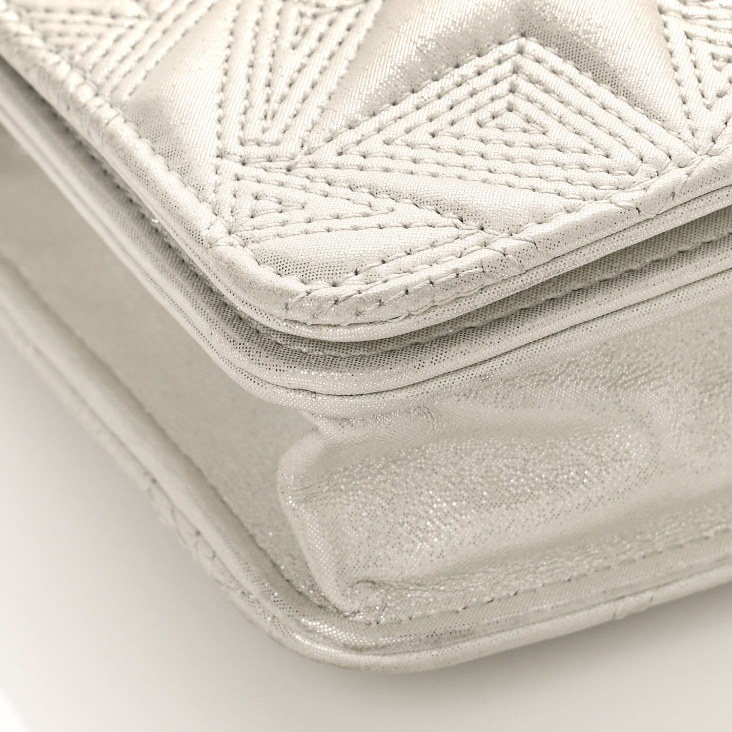 Chanel Metallic Lambskin Star Embossed Wallet On Chain WOC Silver 8 of 10