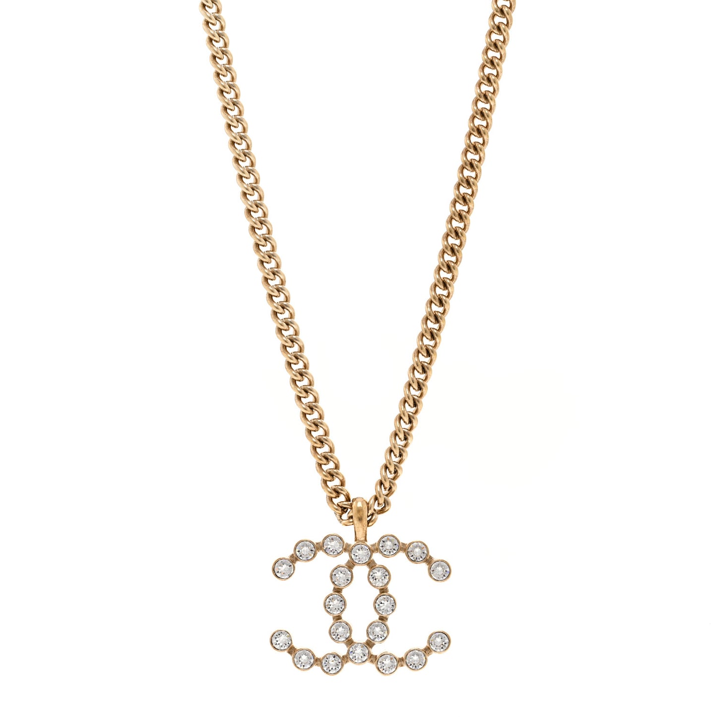 Crystal CC Pendant Necklace Gold