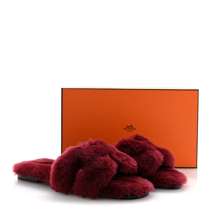 Hermes Woolskin Oran Sandals 39 Rouge H 9 of 9